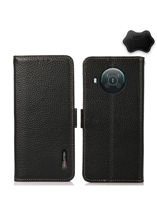 S-TOP Case For Nokia X10 / X20 KHAZNEH Side-Magnetic Litchi Genuine Leather RFID Phone Case - Image 1