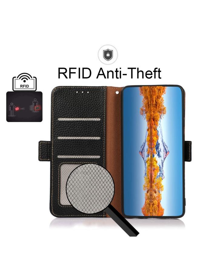 S-TOP Case For Nokia X10 / X20 KHAZNEH Side-Magnetic Litchi Genuine Leather RFID Phone Case - Image 4