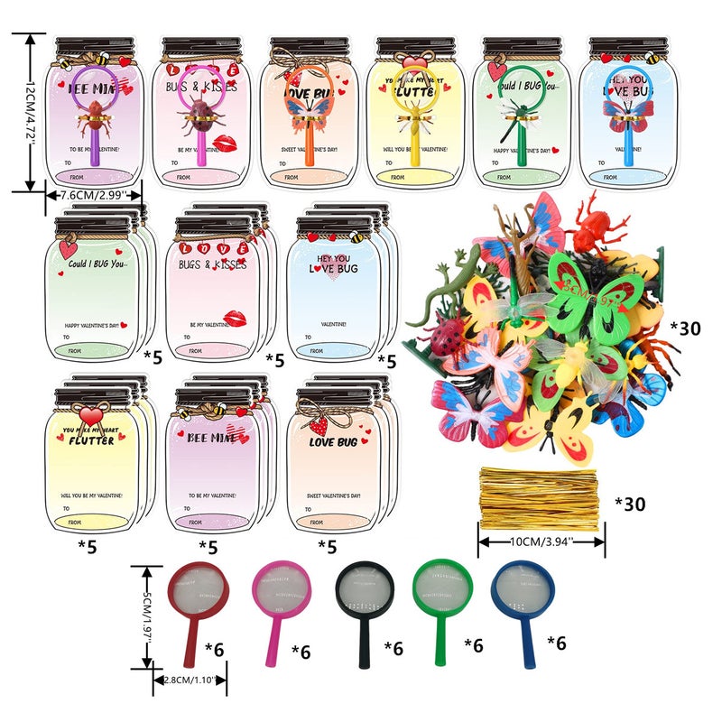 Children'S Valentine'S Day Gift Card Set With Butterfly Doll Boys Girls Valentine'S Day Card Classroom Gift Exchange - Image 1