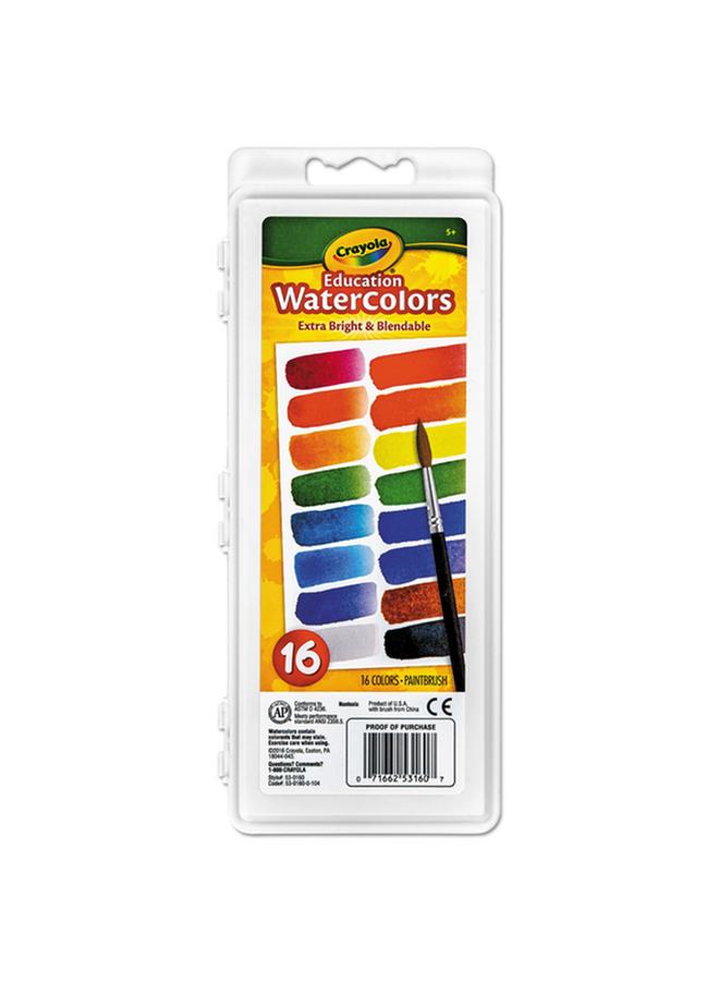 Crayola 16-Piece Extra Bright and Blendable Educational Watercolor Set Multicolor CRA5301601004 - Image 1