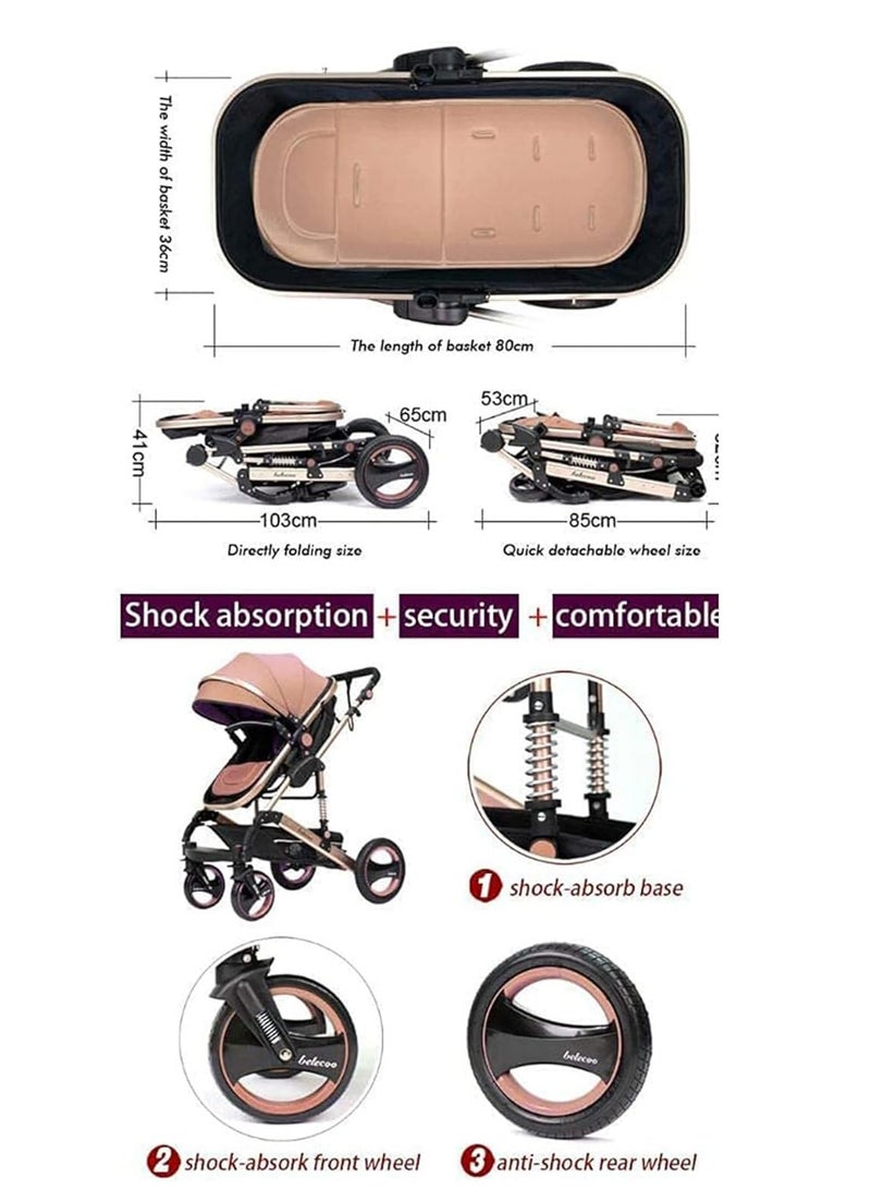 PLAYSO 3 in 1 Infant Baby Stroller with Reversible Seat and Adjustable Canopy - Image 3