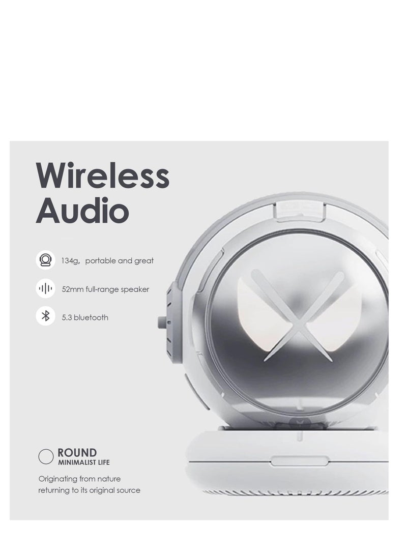 SYOSI Portable Bluetooth Speaker with 52mm Full-Range Speaker, Deep Bass, and HD Mic - Wireless Speakers with Bluetooth5.3, Long Battery Life - Perfect for TV and On-the-Go - Sci-Fi Lighting Effect,Sliver  - Image 3