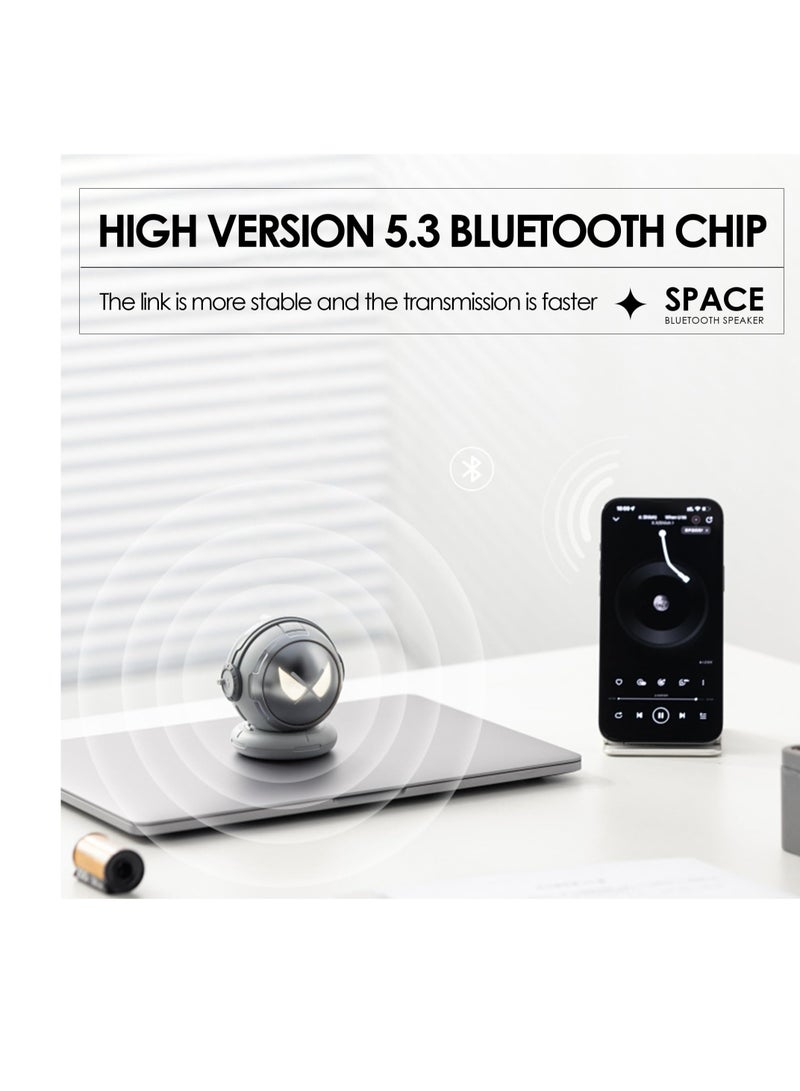 SYOSI Portable Bluetooth Speaker with 52mm Full-Range Speaker, Deep Bass, and HD Mic - Wireless Speakers with Bluetooth5.3, Long Battery Life - Perfect for TV and On-the-Go - Sci-Fi Lighting Effect,Sliver  - Image 5