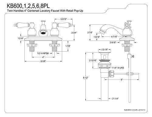 Kingston Brass KB605PL Restoration 4Inch Centerset Lavatory Faucet with Porcelain Lever Handle Oil Rubbed Bronze OilRubbed Bronze - Image 3