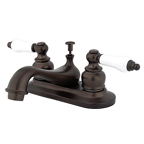 Kingston Brass KB605PL Restoration 4Inch Centerset Lavatory Faucet with Porcelain Lever Handle Oil Rubbed Bronze OilRubbed Bronze - Image 1