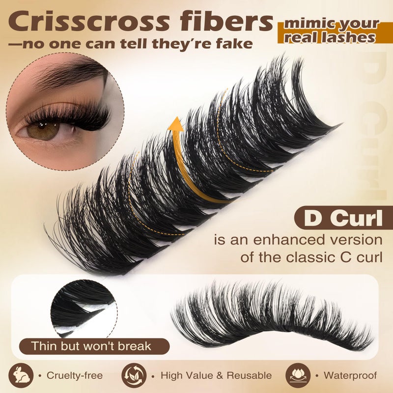 Focipeysa Thick Eyelash Extension Kit Volume Lash Clusters Kit 10-18mm Individual Lashes Clusters 100D DIY Lash Extension Kit 200pcs Clusters Lash with Bond and Remover Lash Applicator by Focipeysa - Image 2