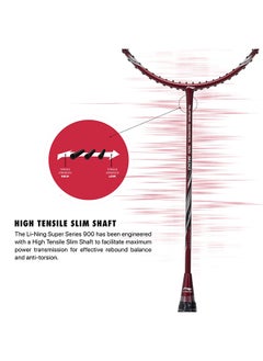 Li-Ning Super Series 900 Carbon Fiber Badminton Racket - 84g, 30lbs Tension, Lightweight, Comfortable 4-Inch Grip, Full Cover, Intermediate Players, Red/Grey - pzsku/ZF0644EA81C5A28062FD9Z/45/_/1698922956/93becc41-2f1b-4ef4-bd3d-2949dbfe991e