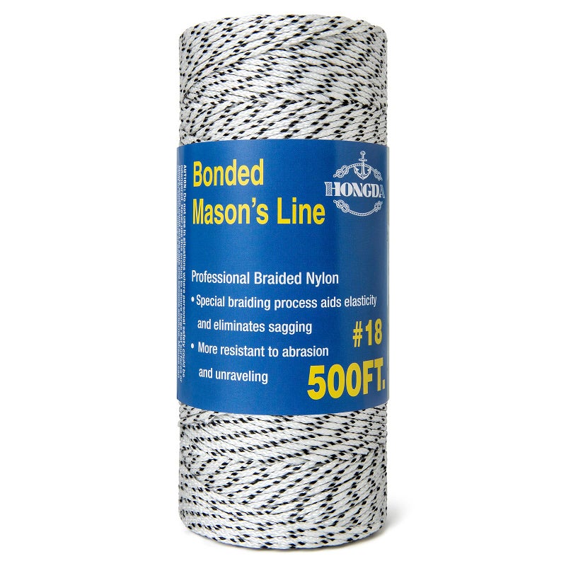 HONGDA Professional Masonry String Lines 500 Feet 18 Bonded Braided Nylon Mason Line Durable and Versatile String for Masonry Construction Gardening and DIY Projects