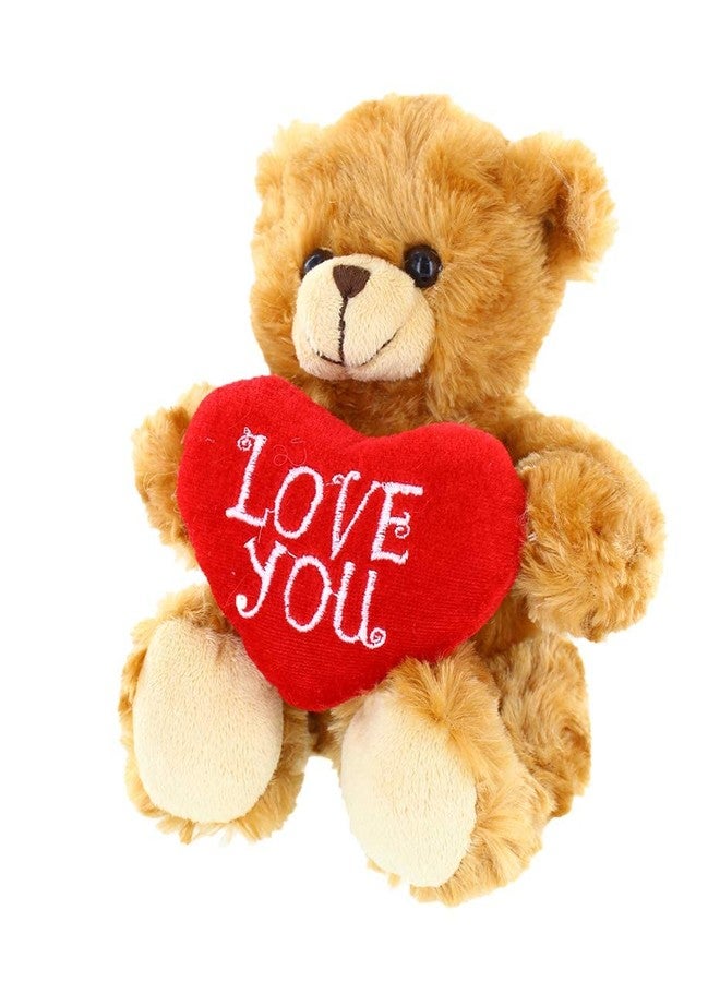 Plushland دب موكا هارت محشو من بلشلاند - أحبك - لعبة دب قطيفة للأطفال والكبار - وسادة قلب مطرزة - بني - 6 بوصات - Image 3