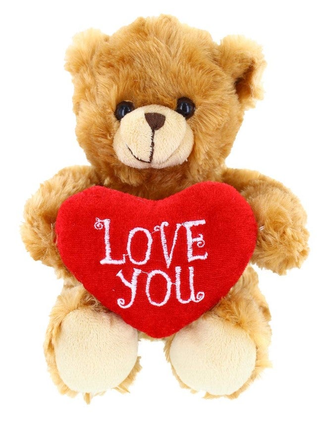 Plushland دب موكا هارت محشو من بلشلاند - أحبك - لعبة دب قطيفة للأطفال والكبار - وسادة قلب مطرزة - بني - 6 بوصات - Image 2