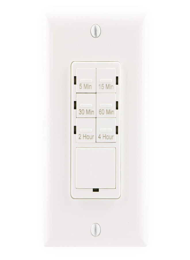 GE Push-Button Countdown Timer Switch, 5-15-30 Minute/1-2-4 Hour, ON/Off, No Neutral Wire Needed, Ideal for Lights, Exhaust Fans, Heaters, Wall Plate Included, Light Switch Timer, Fan Switch, 15318 White - Image 1