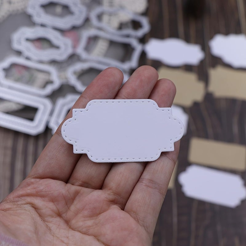 Lapoo 3D Backgrounds Frame Metal Cutting Die for Scrapbooking, New Cutting Dies DIY Album Card Making Decor Paper Craft Metal Die Cuts Party Wedding Decorations (Various Labels 6.2 x 5.1 in) - Image 2
