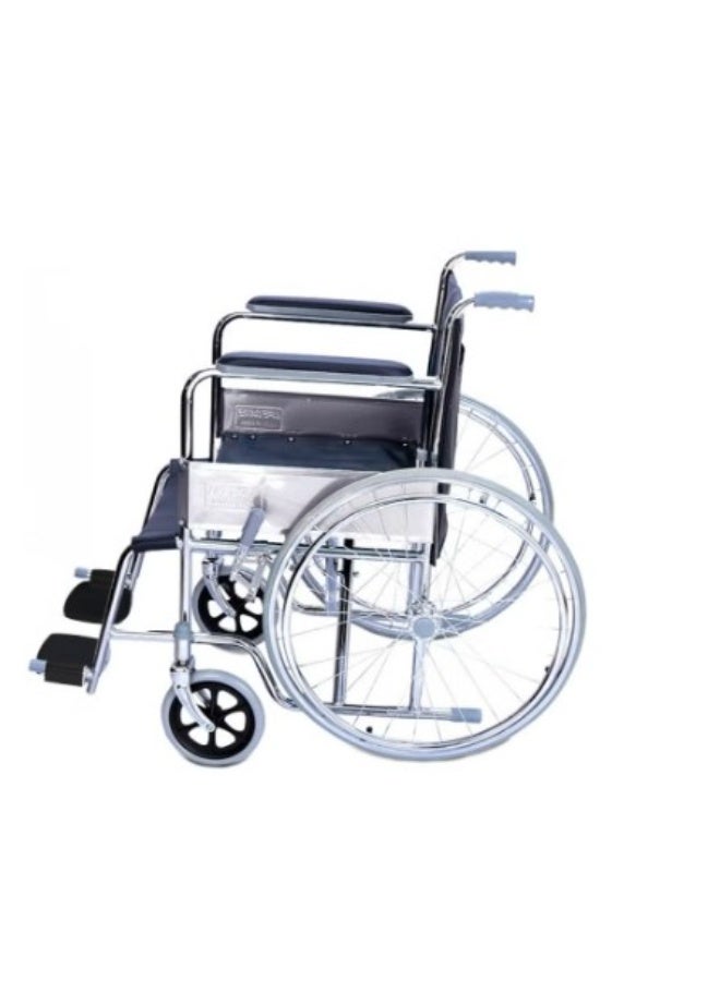 Stander Stainless steel folding wheelchair, easy to move, with brace brakes - T 809, 18 inch - Image 1