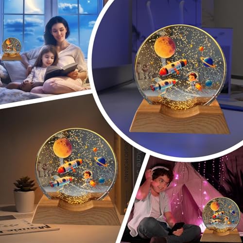 One94Store 3D Acrylic LED Night Light – Warm White & Colorful Rocket Design with Durable Plastic Base, Decorative Table Lamp for Bedroom, Living Room, Kids Room, Study & Home Décor Gifting - Image 4