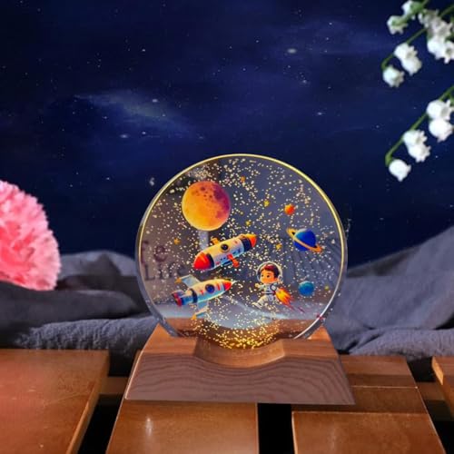One94Store 3D Acrylic LED Night Light – Warm White & Colorful Rocket Design with Durable Plastic Base, Decorative Table Lamp for Bedroom, Living Room, Kids Room, Study & Home Décor Gifting - Image 3