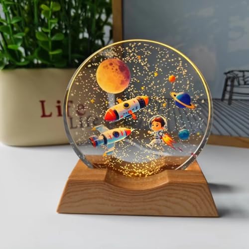 One94Store 3D Acrylic LED Night Light – Warm White & Colorful Rocket Design with Durable Plastic Base, Decorative Table Lamp for Bedroom, Living Room, Kids Room, Study & Home Décor Gifting - Image 1