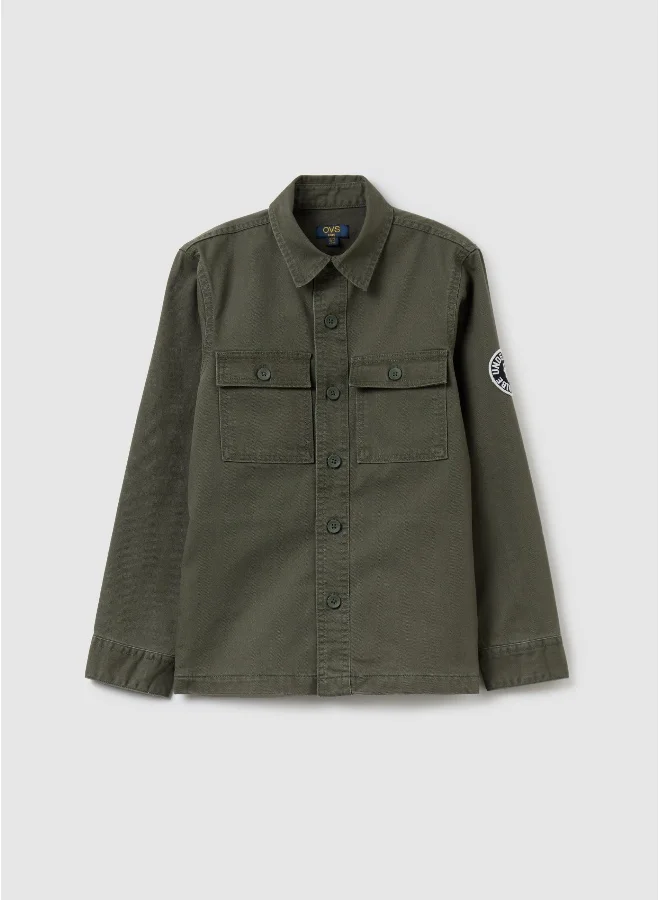 او في اس Cotton twill shacket with patch