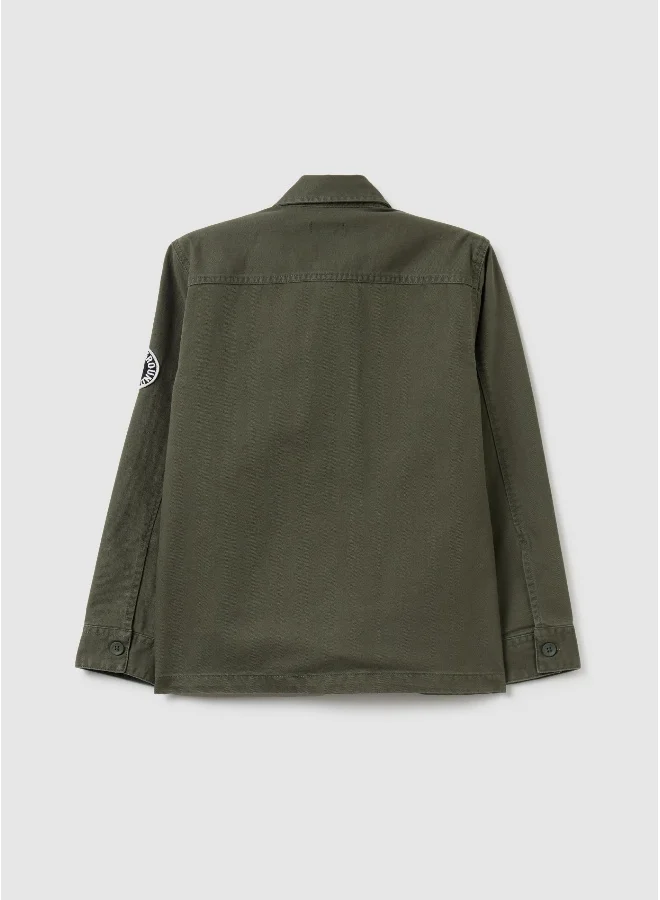 او في اس Cotton twill shacket with patch