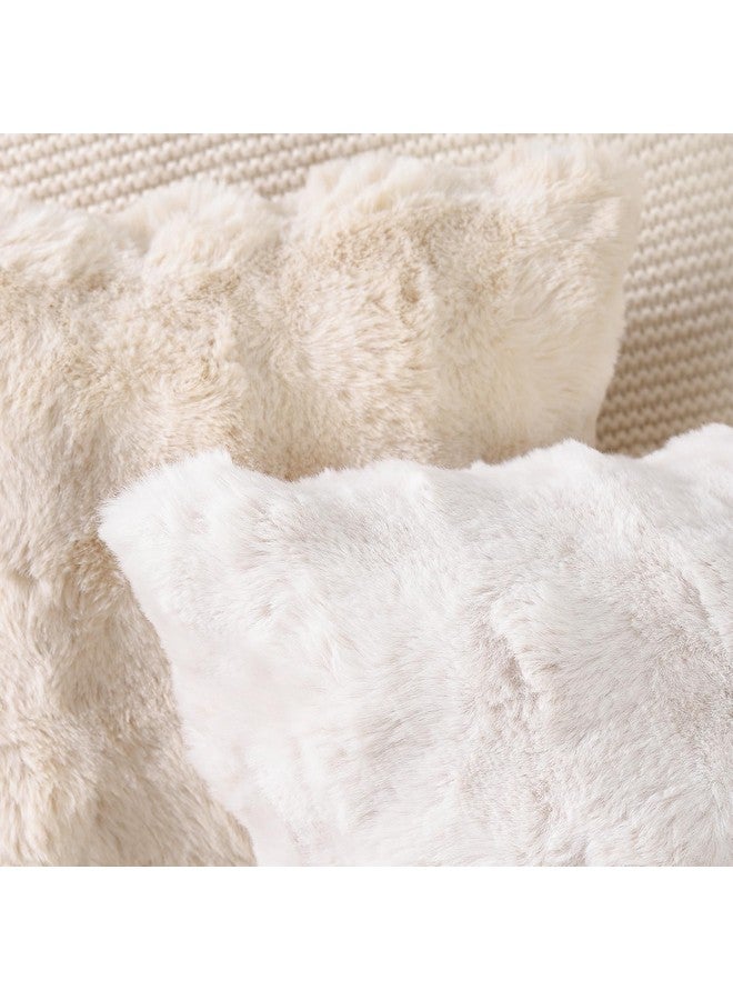 MADIZZ MADIZZ Pack of 2 Thick Plush Wool Throw Pillow Covers 18x18 Inch Cream Soft Neutral Decorative Throw Pillows Accent Boho Cushion Covers for Couch Sofa Bedroom Pillow Shell - Image 5