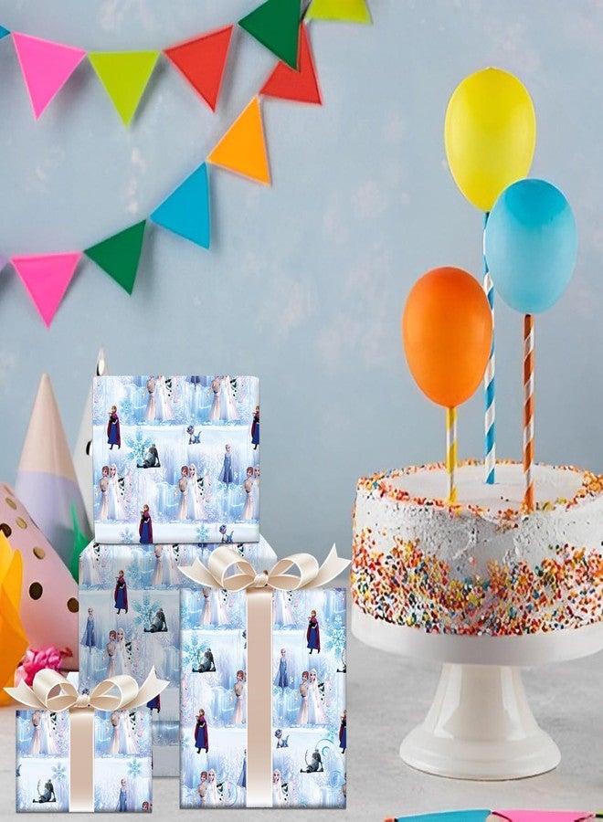 Omto 4 Pcs Wrapping Paper for Baby Shower Kids Frozen Birthday Party Decorations Wedding DIY Crafts Gift Packing, 20 x 30 Inch (frozen - Image 4