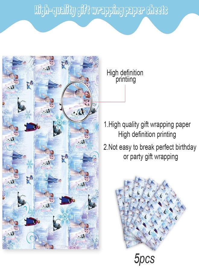 Omto 4 Pcs Wrapping Paper for Baby Shower Kids Frozen Birthday Party Decorations Wedding DIY Crafts Gift Packing, 20 x 30 Inch (frozen - Image 2
