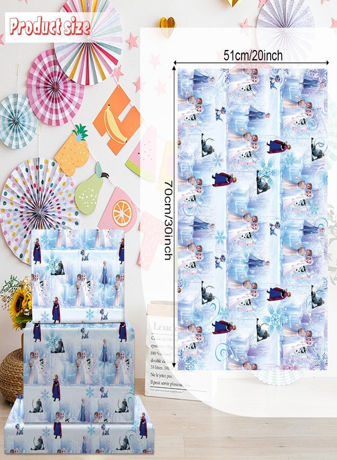 Omto 4 Pcs Wrapping Paper for Baby Shower Kids Frozen Birthday Party Decorations Wedding DIY Crafts Gift Packing, 20 x 30 Inch (frozen - Image 3
