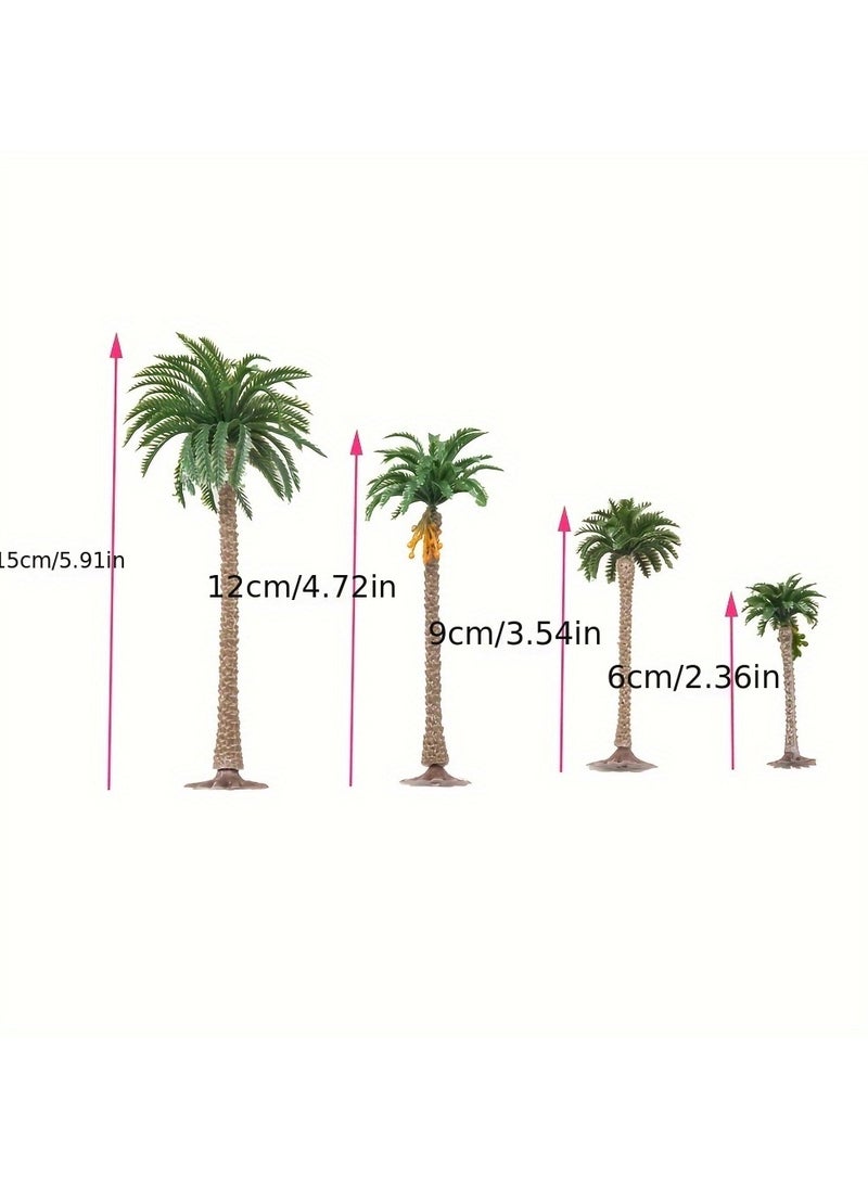 4 Scale Model Coconut Trees Set of 4 Palm Trees in 6/9/12/15cm Sizes for Model Making and Beach Scenery  - Image 4