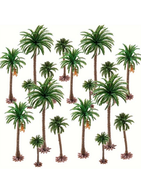 4 Scale Model Coconut Trees Set of 4 Palm Trees in 6/9/12/15cm Sizes for Model Making and Beach Scenery