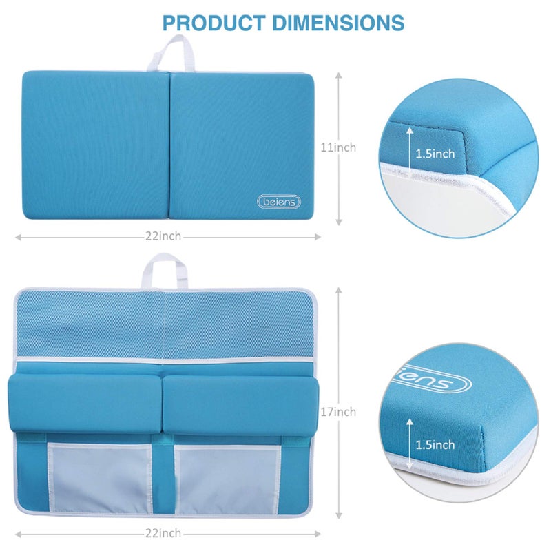 beiens Bath Kneeler and Elbow Rest Pad Set, 1.5'' Thick Quickly Dry Kneeling Pad and Elbow Support, Support Large Baby Bathtub Bath Mat Kneeling Pad with Toy Organizer for Baby Bathing Time (Blue) - Image 5