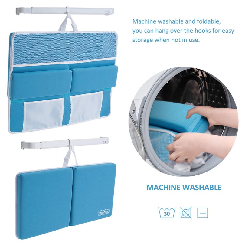 beiens Bath Kneeler and Elbow Rest Pad Set, 1.5'' Thick Quickly Dry Kneeling Pad and Elbow Support, Support Large Baby Bathtub Bath Mat Kneeling Pad with Toy Organizer for Baby Bathing Time (Blue) - Image 4