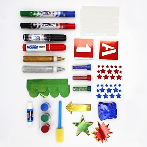 ArtSkills Poster Making Kit, Project and Crafts Supplies with Markers, Stencils, Letters, Glitter, Glue and More, 274 Pieces - Image 3