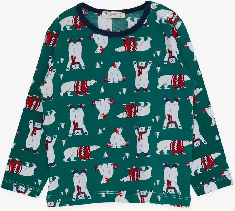Breeze Breeze Baby Boy Pajama Set, Cute Polar Bear Patterned, 9 Months-3 Years, Green