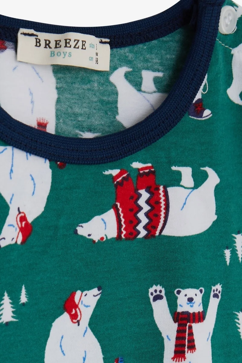Breeze Breeze Baby Boy Pajama Set, Cute Polar Bear Patterned, 9 Months-3 Years, Green