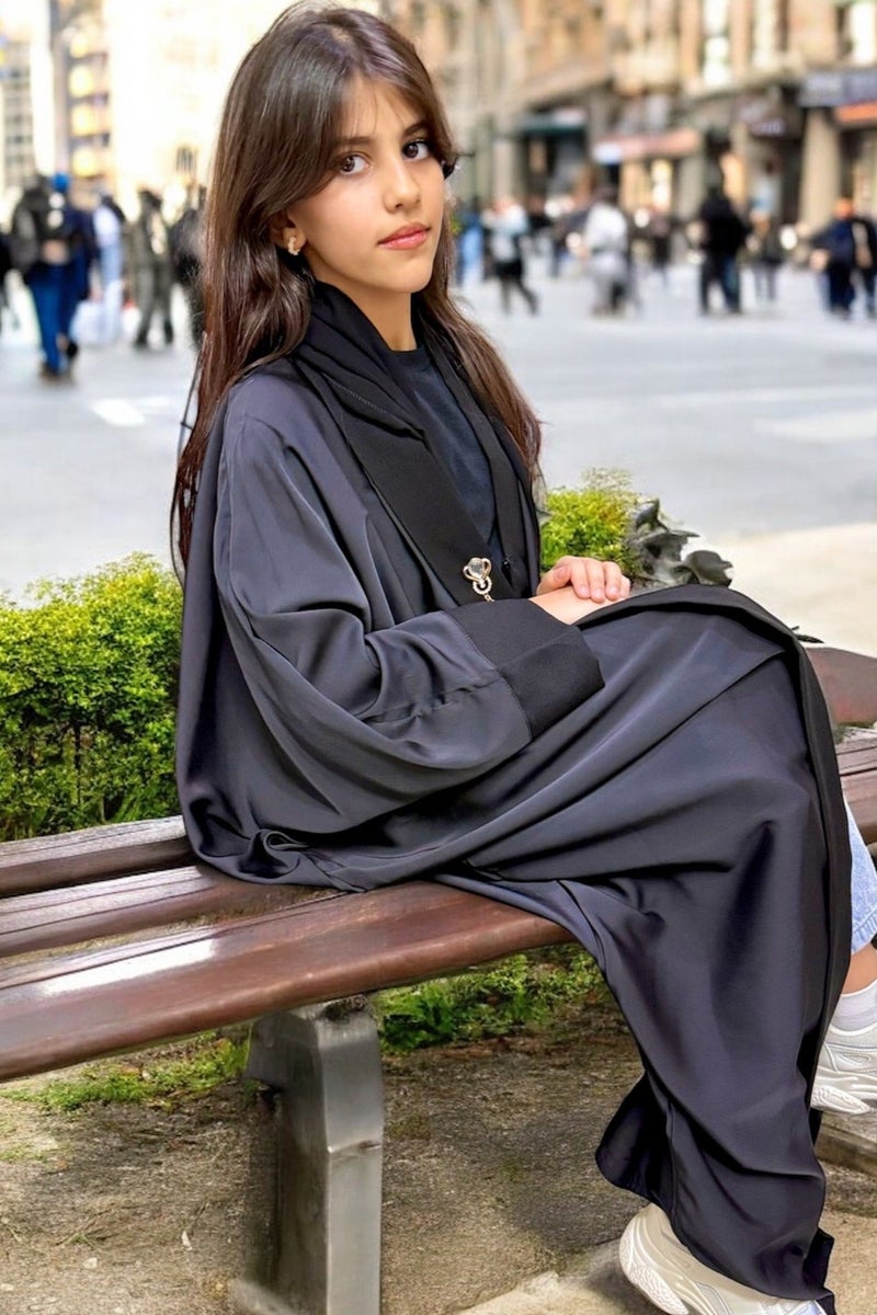 BHNS Abayas for school and abayas for the confusing age | Abaya for the confusing age and abaya for the confusing age | Colored abayas for the confusing age and abayas for the confusing age | Abaya for the confusing age and abayas for young ones | Small abayas for girls that suit every style | Abaya for short girls and abaya for short | Abaya for school and abayas for intermediate | Abaya for secondary and abaya for university | Fancy elegant soft luxurious abayas | Abaya of the trend Gulf bisht black | Abayas for teenage girls and for teenagers suitable for middle school - Image 3