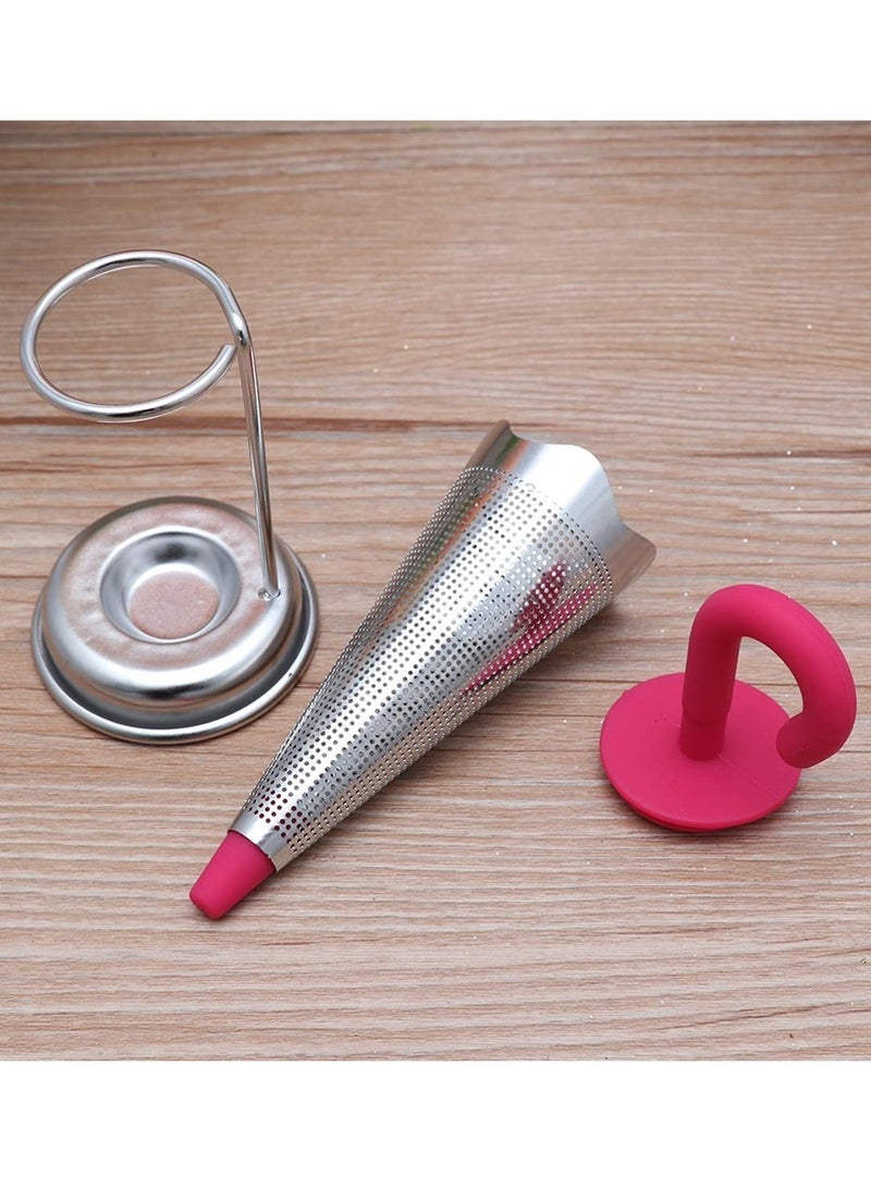 SYOSI Loose Tea Infuser Stainless Steel Creative Umbrella Tea Ball Infuser Reusable Leaf Filter Tea Strainer Ball Kitchen Making Tea Tool Spice Strainer â€‹Infuser Seasoning Ball Tea Interval Diffuse, Red - Image 5
