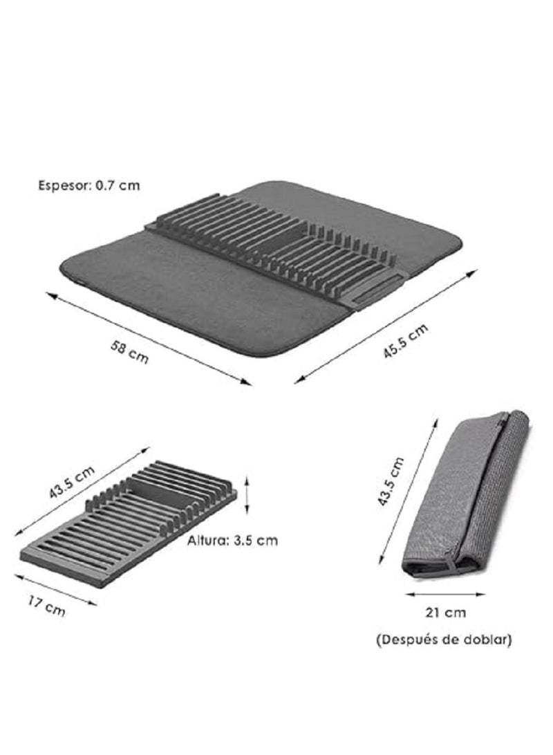 Dish Drying Mat with Kitchen Dish and Spoon Holder, Advanced Anti-Scald Countertop Mat with Dish Drainer Rack - Image 5
