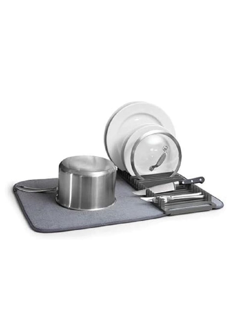 Generic Dish Drying Mat with Kitchen Dish and Spoon Holder, Advanced Anti-Scald Countertop Mat with Dish Drainer Rack  - Image 2