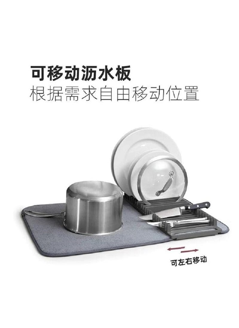 Generic Dish Drying Mat with Kitchen Dish and Spoon Holder, Advanced Anti-Scald Countertop Mat with Dish Drainer Rack  - Image 3