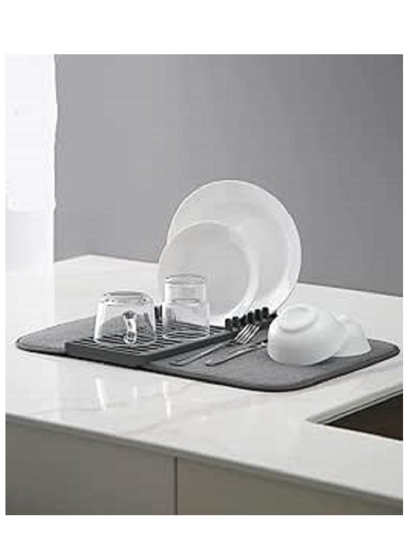 Generic Dish Drying Mat with Kitchen Dish and Spoon Holder, Advanced Anti-Scald Countertop Mat with Dish Drainer Rack  - Image 1