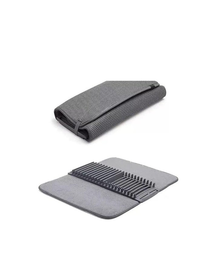 Generic Dish Drying Mat with Kitchen Dish and Spoon Holder, Advanced Anti-Scald Countertop Mat with Dish Drainer Rack  - Image 5