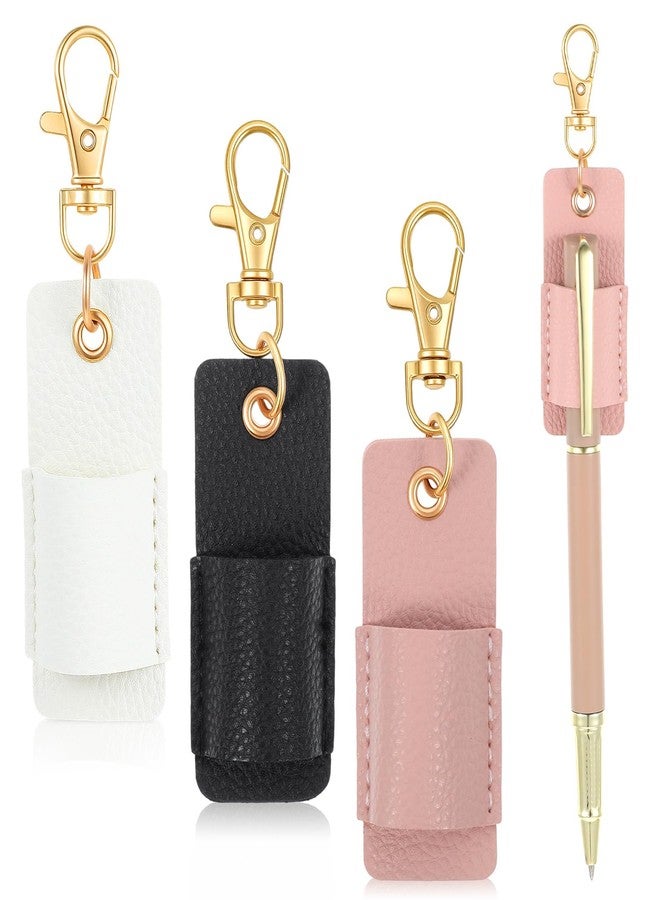 Bremorou 3 Pcs Pen Holder for Lanyard PU Leather Anti-Lost Lanyard Pen Clip Retractable Pens Holder Clip Keychain Portable Pouch Pocket Pens Holders for Pencil Badges Clipboard Nurses Office School - Image 1