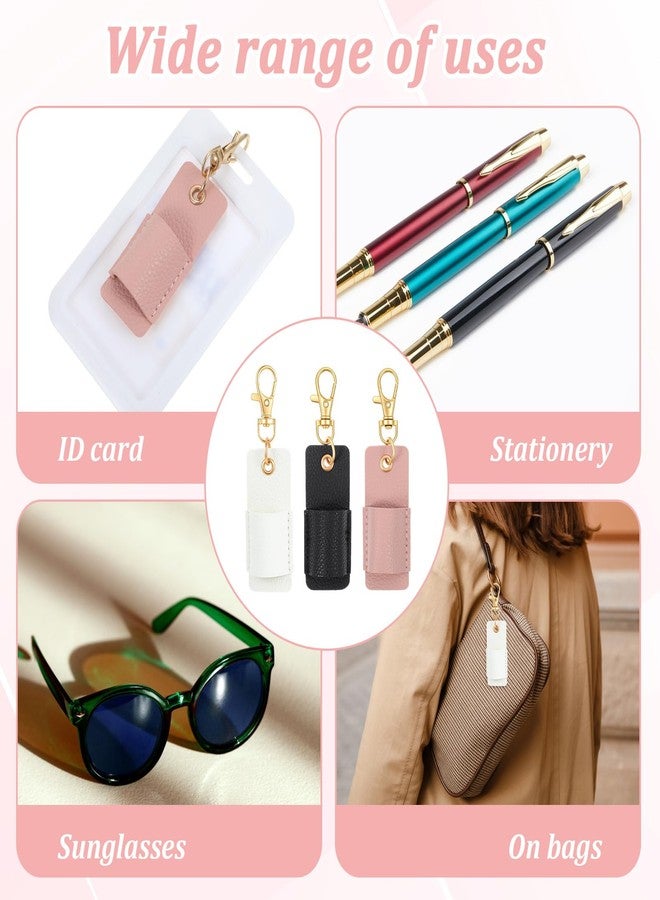 Bremorou 3 Pcs Pen Holder for Lanyard PU Leather Anti-Lost Lanyard Pen Clip Retractable Pens Holder Clip Keychain Portable Pouch Pocket Pens Holders for Pencil Badges Clipboard Nurses Office School - Image 5