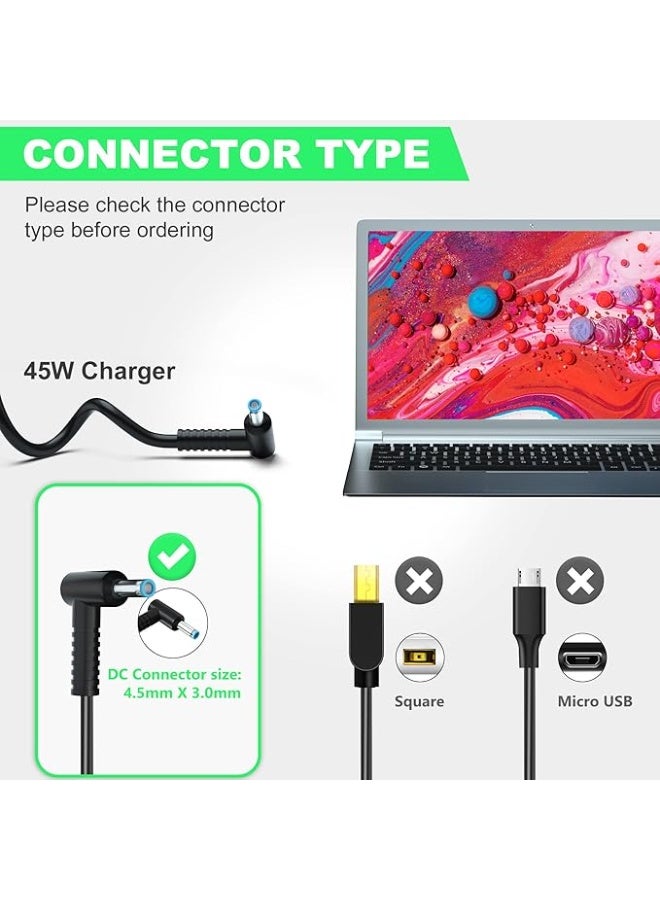 Terabyte 45W HP Laptop Charger for HP Stream 11 13 14, Pavilion, Elitebook Folio, Spectre, Pavilion Touchsmart, Spectre Ultrabook(4.5mm x 3mm) - Image 2