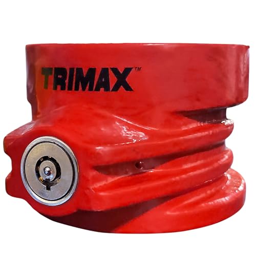 Trimax  TFW80HD  5th Wheel King Pin Lock Heavy Duty AntiTheft Trailer Lock Hardened Steel Weatherproof Full Collar Design Secure Lock Red