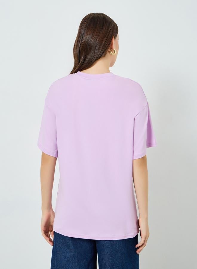 ستايلي تيشيرت بنفسجي واسع - Image 4