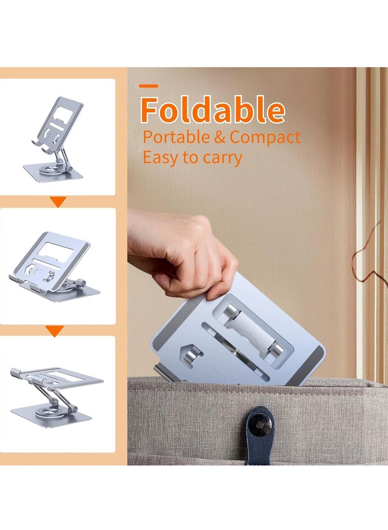 360 Degree Rotating Tablet Stand for Desk with 360 Rotating Base Adjustable Computer Tablet Holder Compatible with All iPad Types Made of Aluminum - Image 3