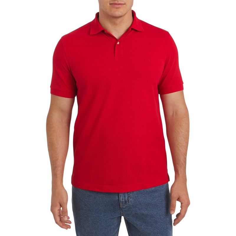 Chaps Men's Everyday Casual Classic Fit Stretch Pique Polo Shirt, Chaps Red, Medium - Image 1