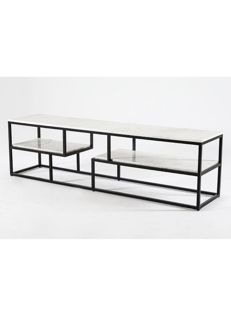 LINGWEI TV Stand Modern Design Console Table Marble TV Stand with Storage Shelf Side Table Wall Side TV Stand with Marble Storage Shelf For Living room Bedroom Home Office - Image 3