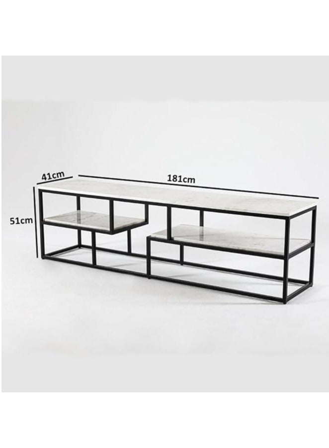 LINGWEI TV Stand Modern Design Console Table Marble TV Stand with Storage Shelf Side Table Wall Side TV Stand with Marble Storage Shelf For Living room Bedroom Home Office - Image 4