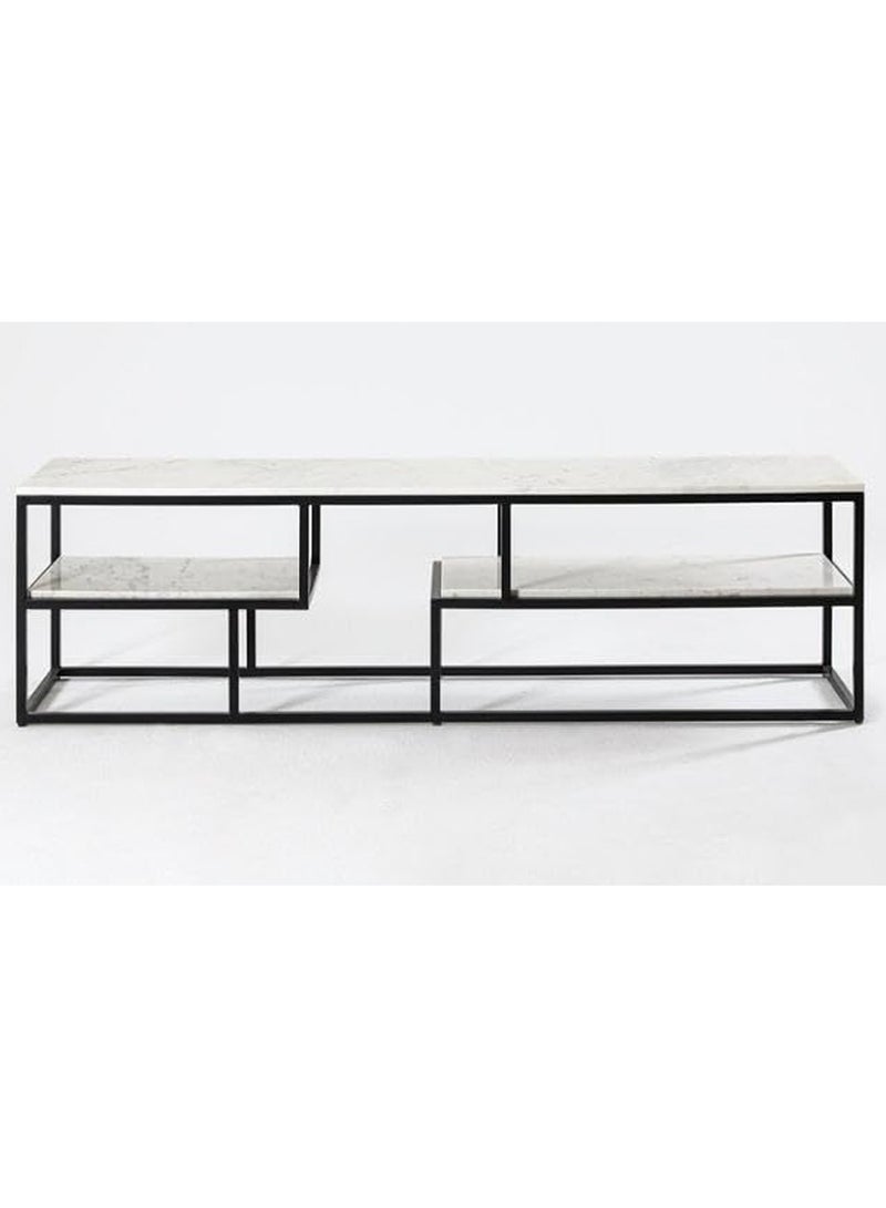 LINGWEI TV Stand Modern Design Console Table Marble TV Stand with Storage Shelf Side Table Wall Side TV Stand with Marble Storage Shelf For Living room Bedroom Home Office - Image 5